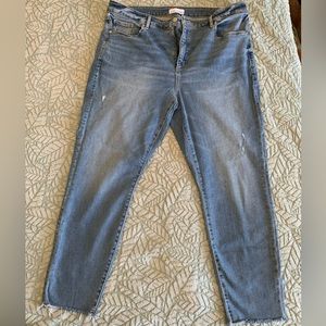 Loft jeans, size 18/34 - the curvy skinny jean, frayed hem, light wash